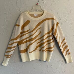 Vestique Cream and Tan Animal Print Sweater